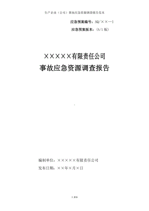 生产企业（公司）事故应急资源调查报告范本参考模板范本.doc