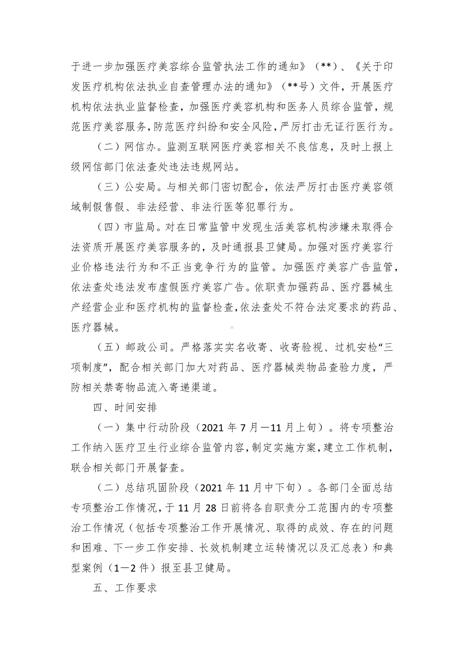 打击非法医疗美容服务专项整治工作方案（示范文本）.docx_第3页