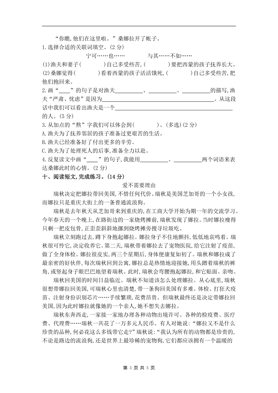 部编版语文六年级（上）期中测试卷10（含答案）.pdf_第3页