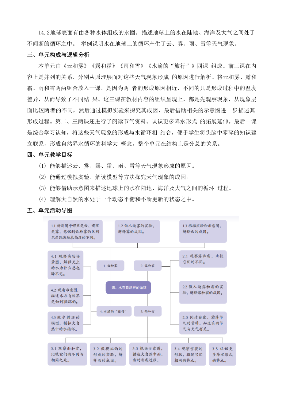 新苏教版2022-2023五年级科学上册第四单元《水在自然界的循环》教材分析.docx_第2页