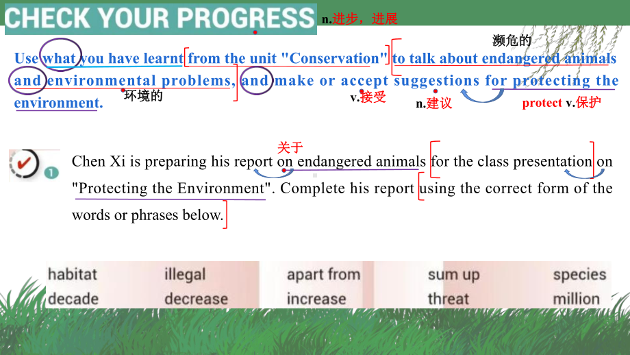 Unit 3 Conservation Check Your ProgressLanguage Points （ppt课件） -2022新北师大版（2019）《高中英语》选择性必修第一册.pptx_第1页