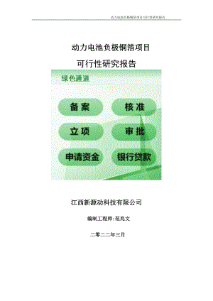 动力电池负极铜箔项目可行性研究报告-申请建议书用可修改样本.doc