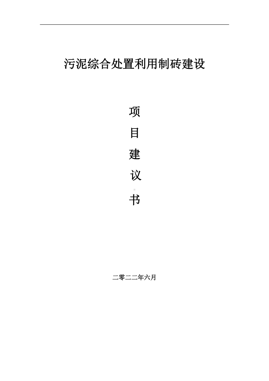 污泥综合处置利用制砖项目建议书（写作模板）.doc_第1页