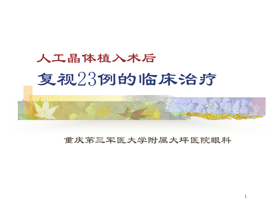 人工晶体植入术后复视23例的临床治疗课件.ppt_第1页