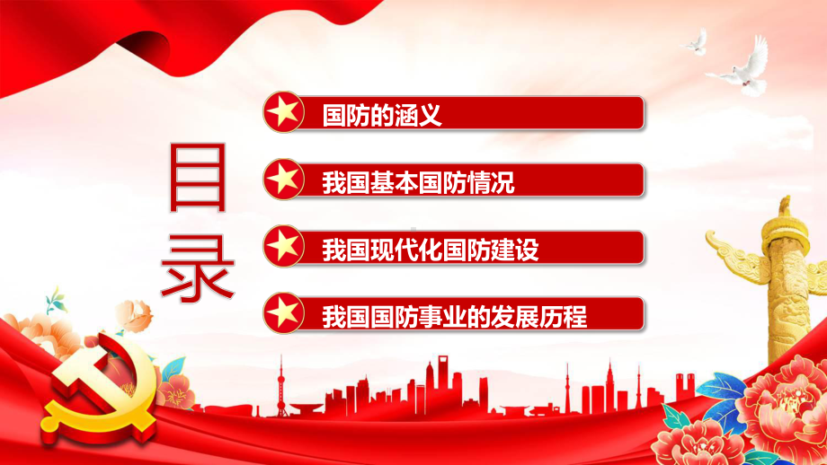 讲座加强国防教育红色党政风加强国防教育中小学生国防教育主题班会实用（ppt）.pptx_第2页