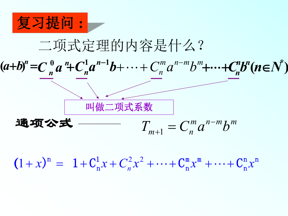 二项式定理及二项式系数的性质应用习题课课件.ppt_第2页