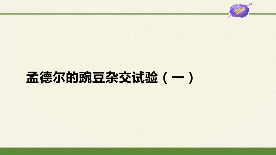 人教版高中生物必修2第一章第一节孟德尔豌豆杂交试验课件.pptx_第1页