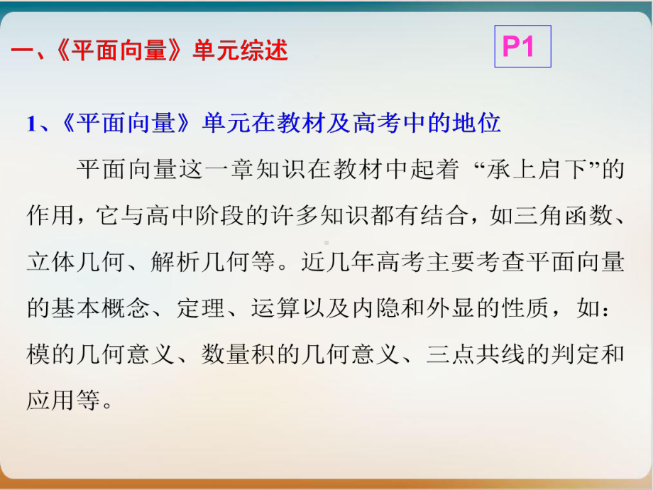 人教A版高中数学必修四单元教学课件：-核心素养视角下单元教学的实践以《平面向量》为例.ppt_第2页