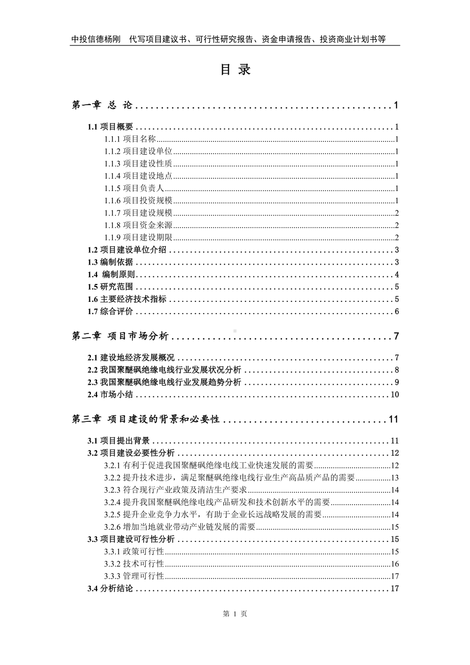 聚醚砜绝缘电线项目可行性研究报告建议书案例.doc_第2页