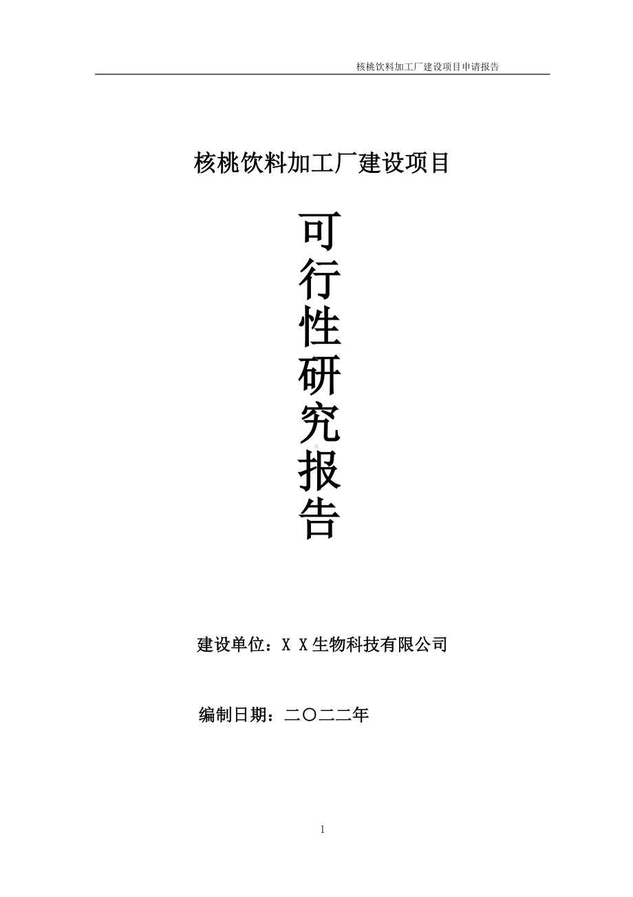 核桃饮料加工厂项目可行性研究报告备案申请模板.doc_第1页