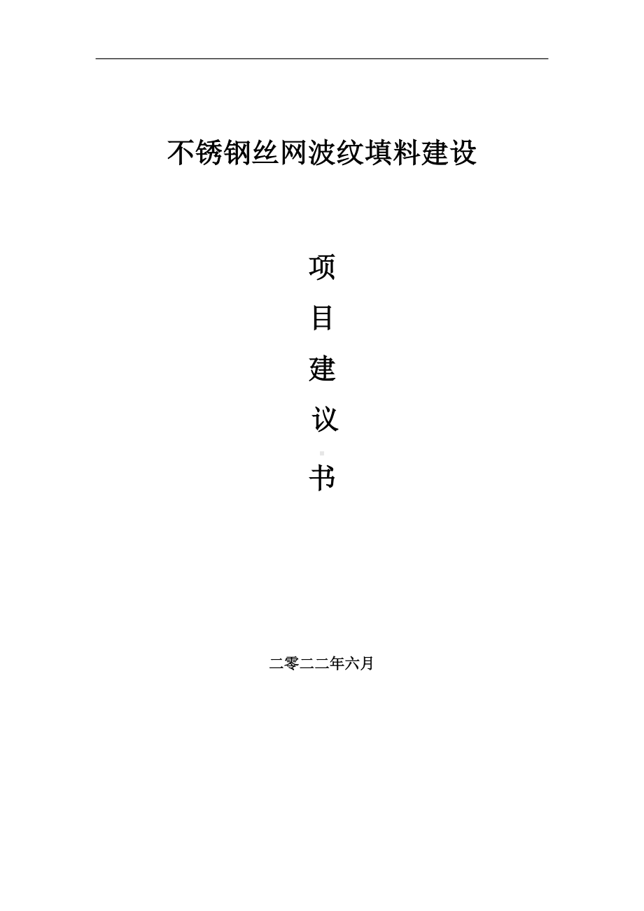 不锈钢丝网波纹填料项目建议书（写作模板）.doc_第1页