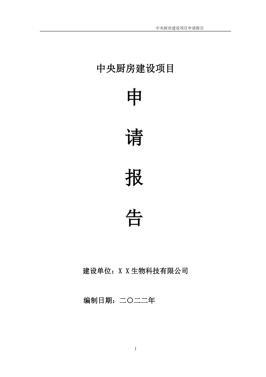 中央厨房建设项目申请报告 （可编辑案例）.doc_第1页