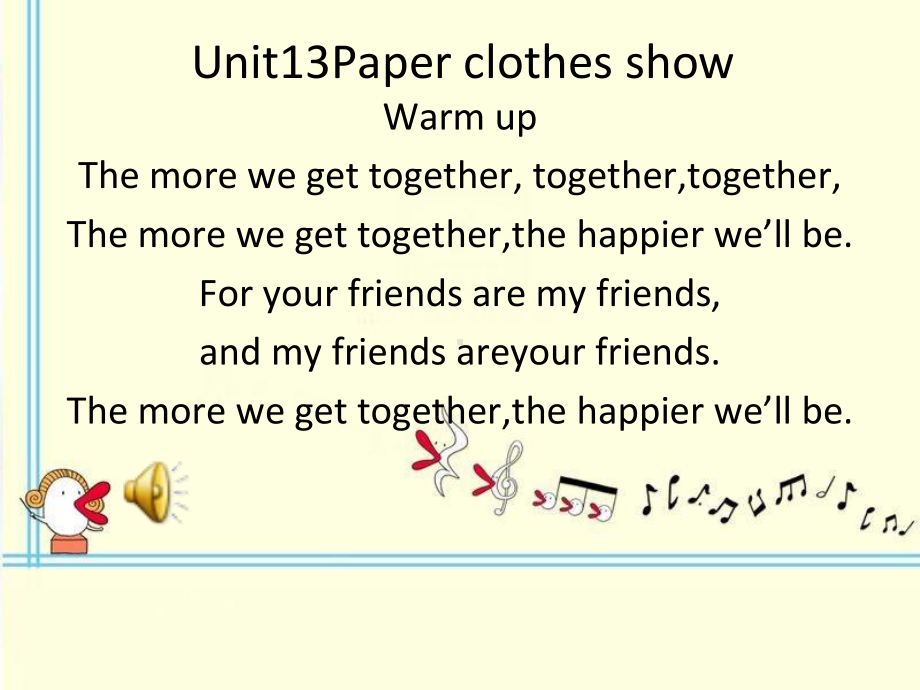 少儿英语一级A-Unit13Paper-clothes-show(共18张)-课件.ppt--（课件中不含音视频）_第1页