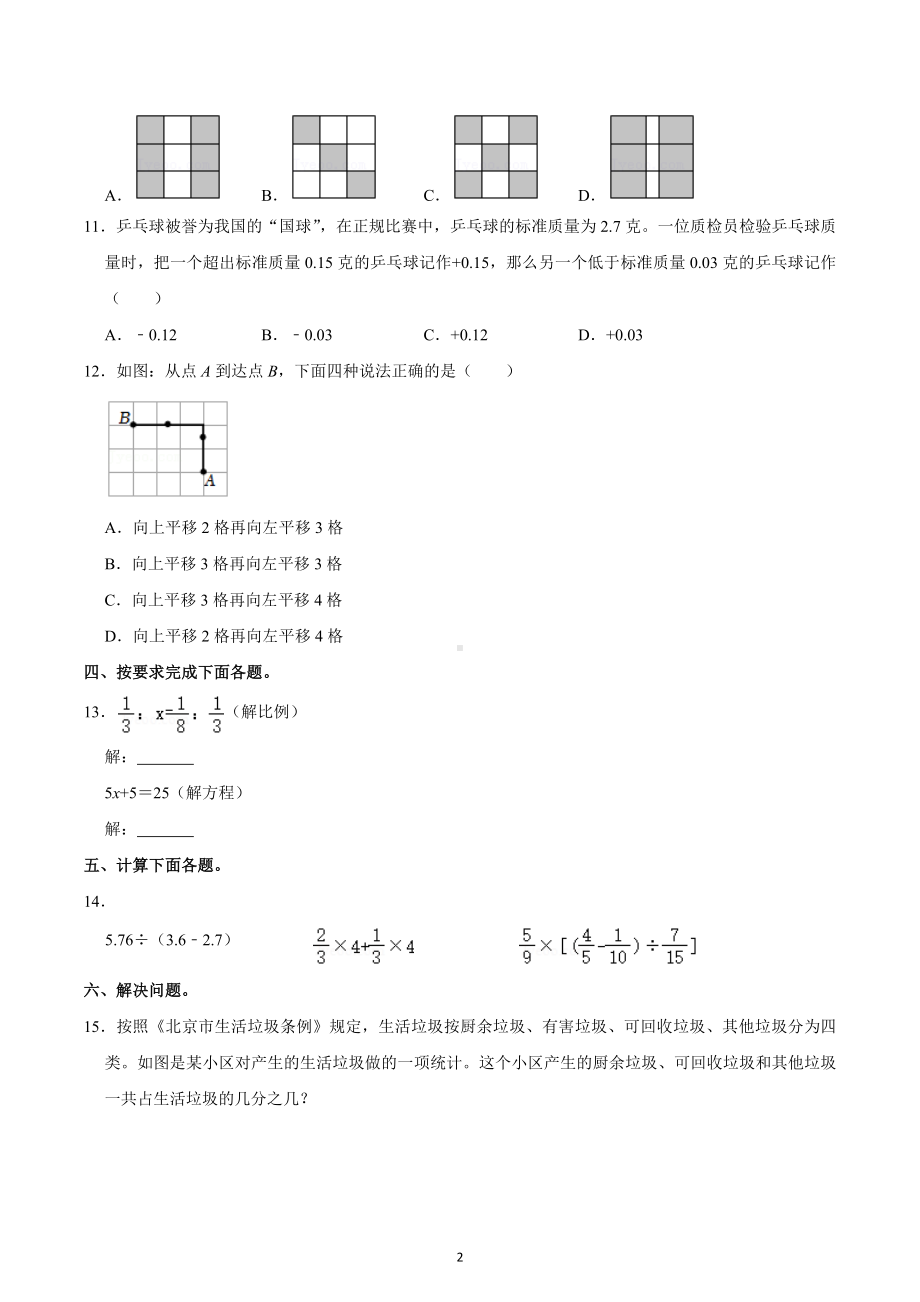 2022年北京市昌平区小升初数学试卷.docx_第2页