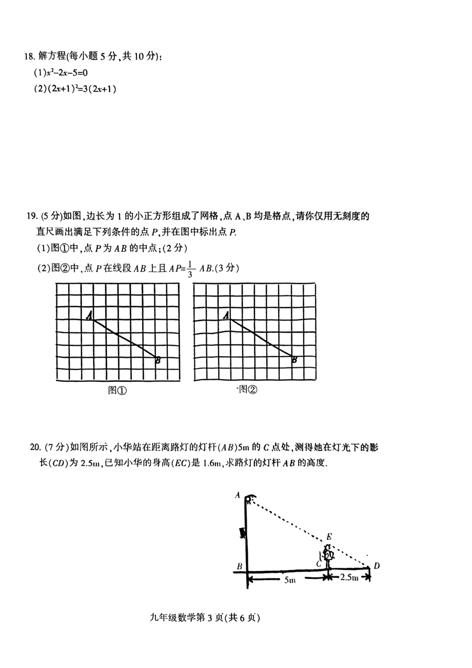 吉林省长春市德惠市2022-2023学年 九年级上学期数学期中试题.pdf_第3页