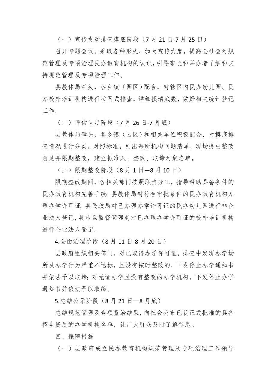 民教育机构规范管理及专项治理工作实施方案（示范文本）.docx_第2页