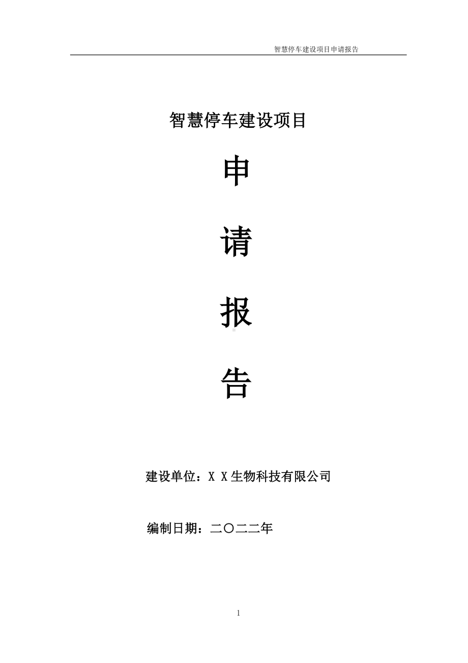 智慧停车建设项目申请报告 （可编辑案例）.doc_第1页