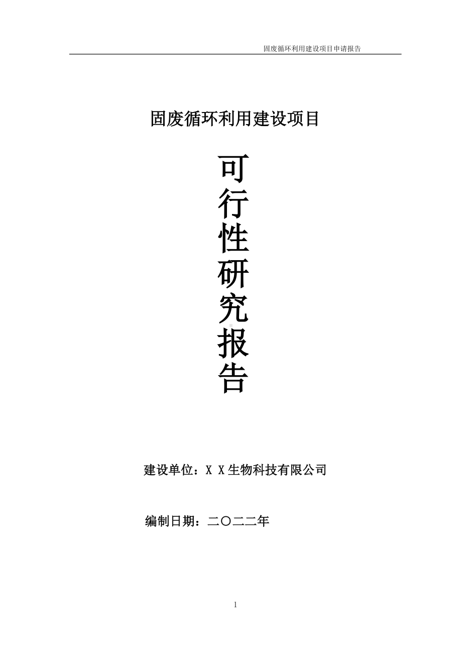 固废循环利用项目可行性研究报告备案申请模板.doc_第1页