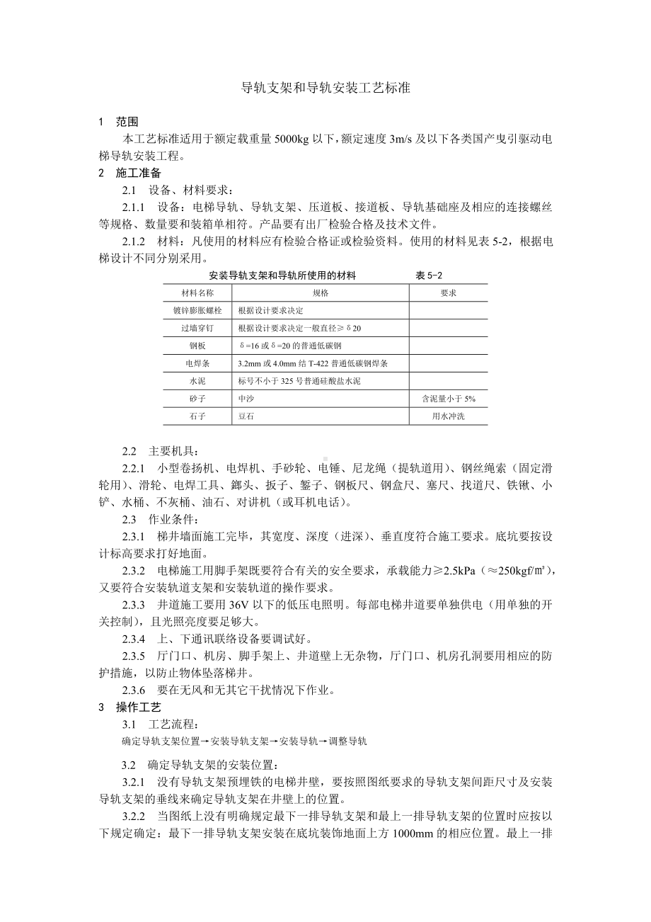 导轨支架和导轨安装工艺标准参考模板范本.doc_第1页