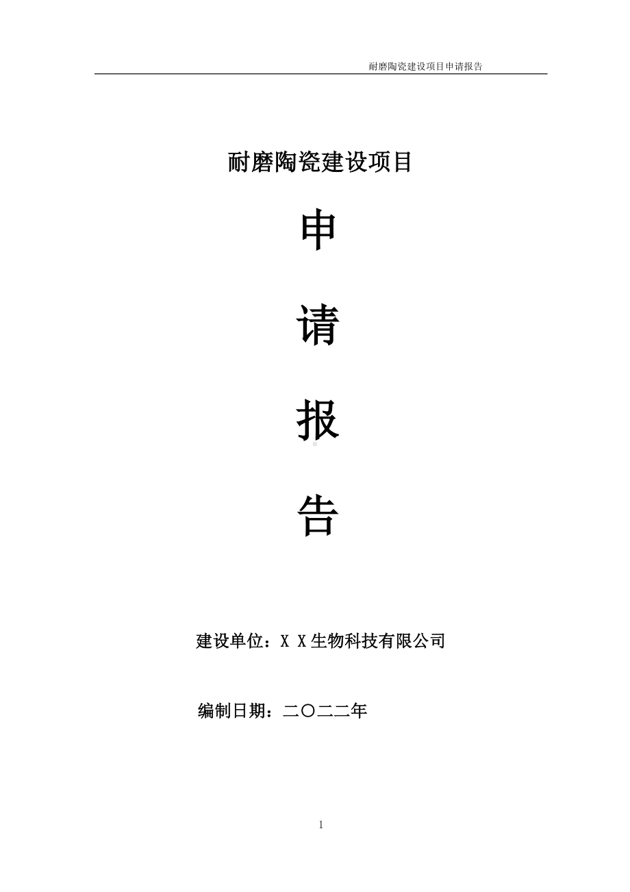 耐磨陶瓷建设项目申请报告 （可编辑案例）.doc_第1页