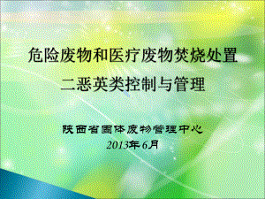 危险废物和医疗废物焚烧处置二恶英类控制与管理课件.ppt