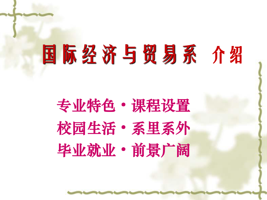 国际经济与贸易系介绍专业特色课程设置校园生活系里课件.ppt_第1页