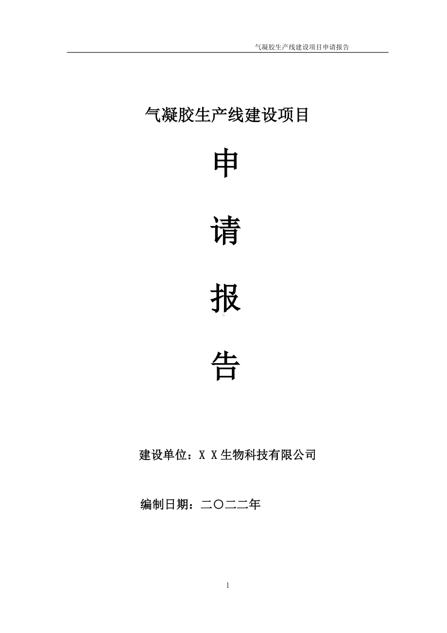 气凝胶生产线建设项目申请报告 （可编辑案例）.doc_第1页