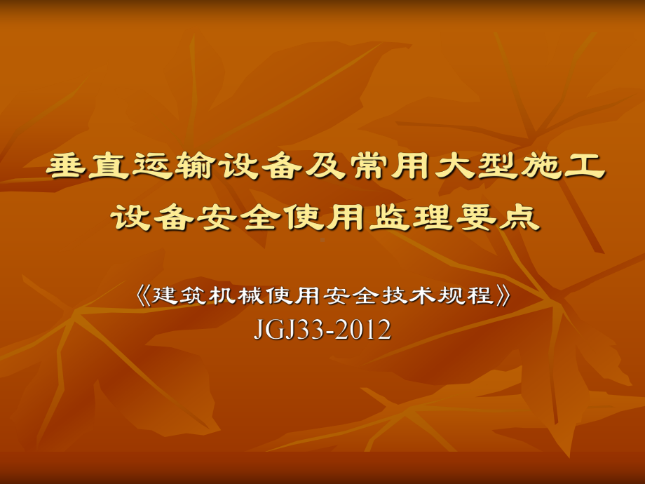 垂直运输设备及常用大型施工设备安全使用监理要点建筑机械使用安全技术规程课件.ppt_第1页