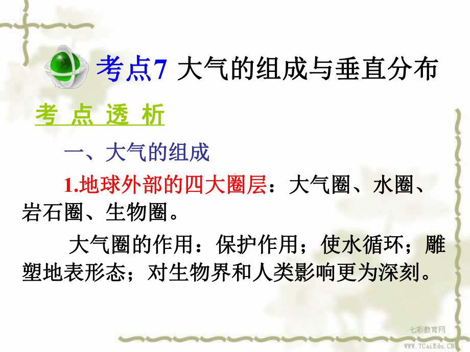 地理：复习课件第1部分自然地理考点7大气的组成与垂直分布.ppt_第3页