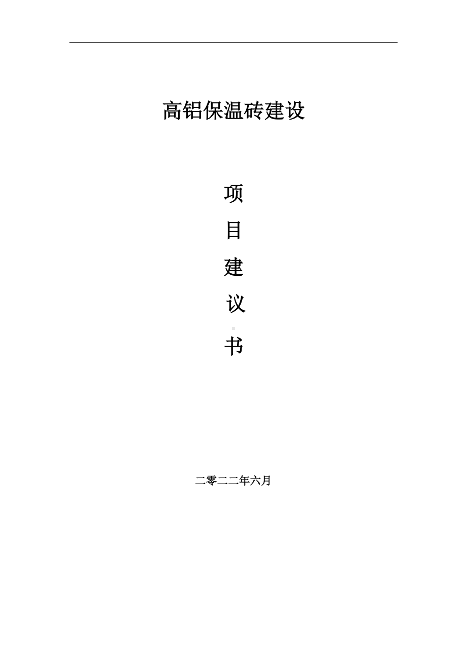 高铝保温砖项目建议书（写作模板）.doc_第1页