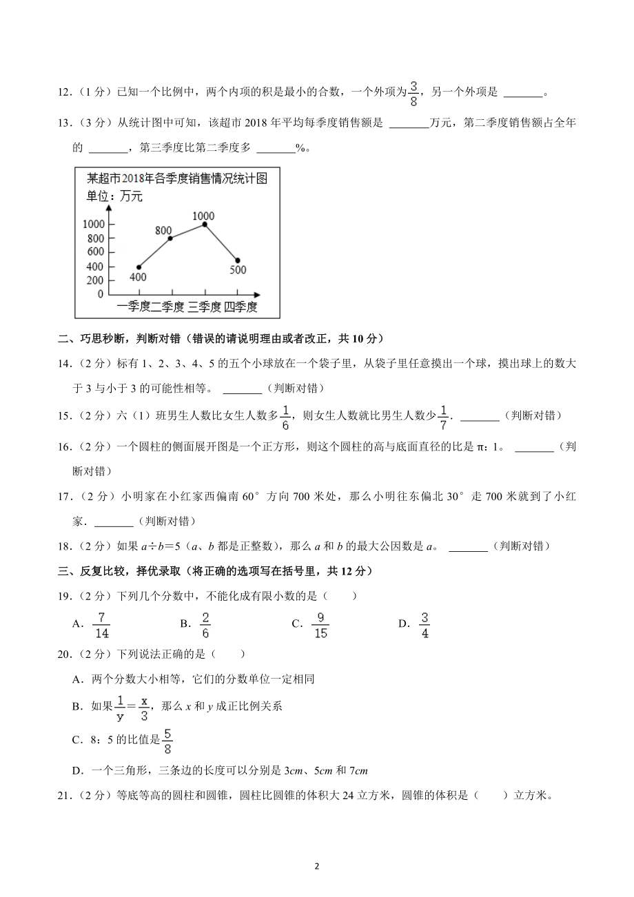 2022年山西省长治市小升初数学试卷.docx_第2页