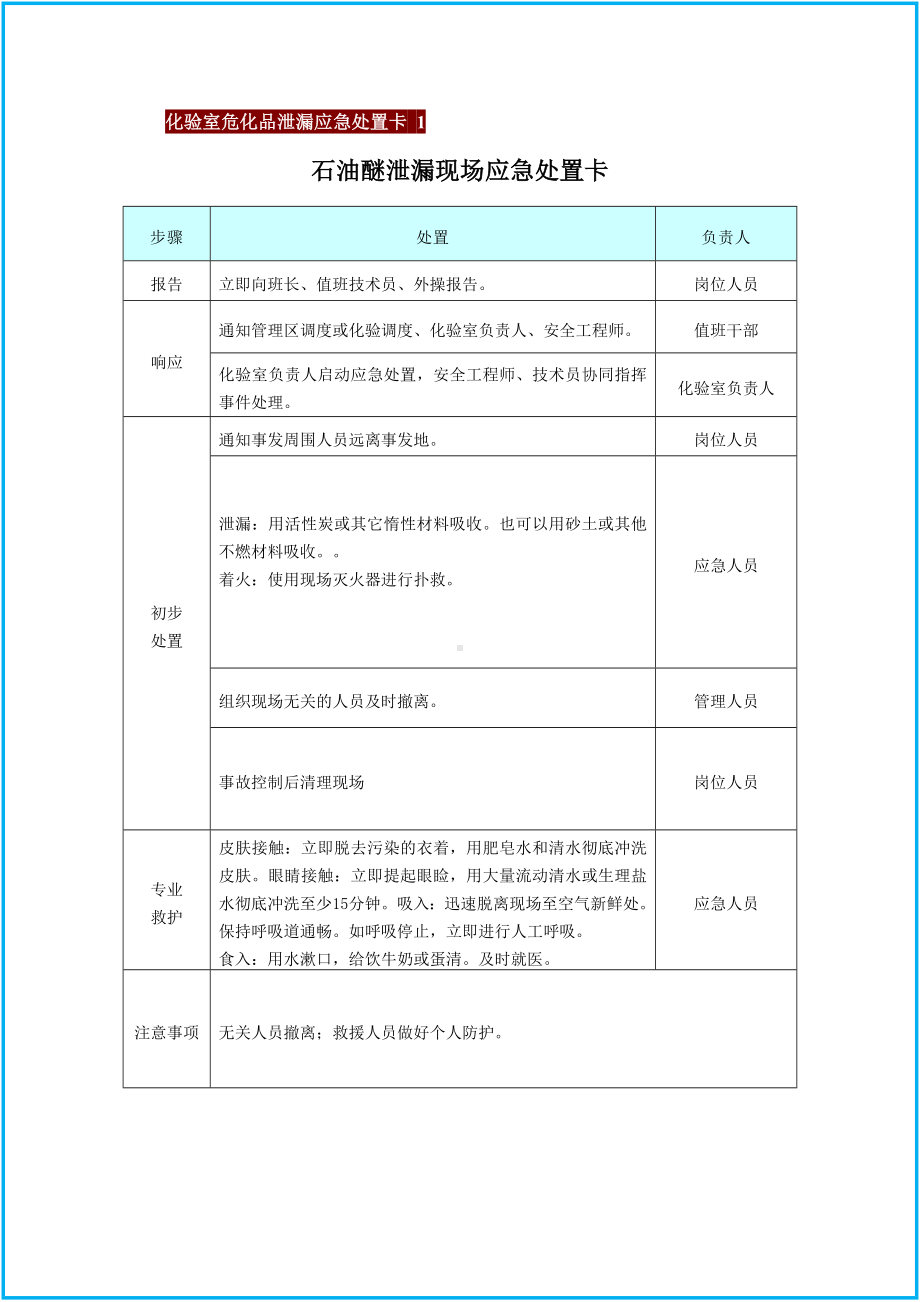 车间常见化验室危化品应急处置卡参考模板范本.docx_第1页