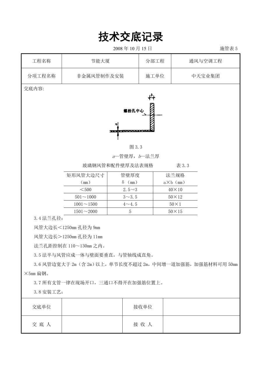 非金属风管制作及安装施工交底记录参考模板范本.doc_第2页