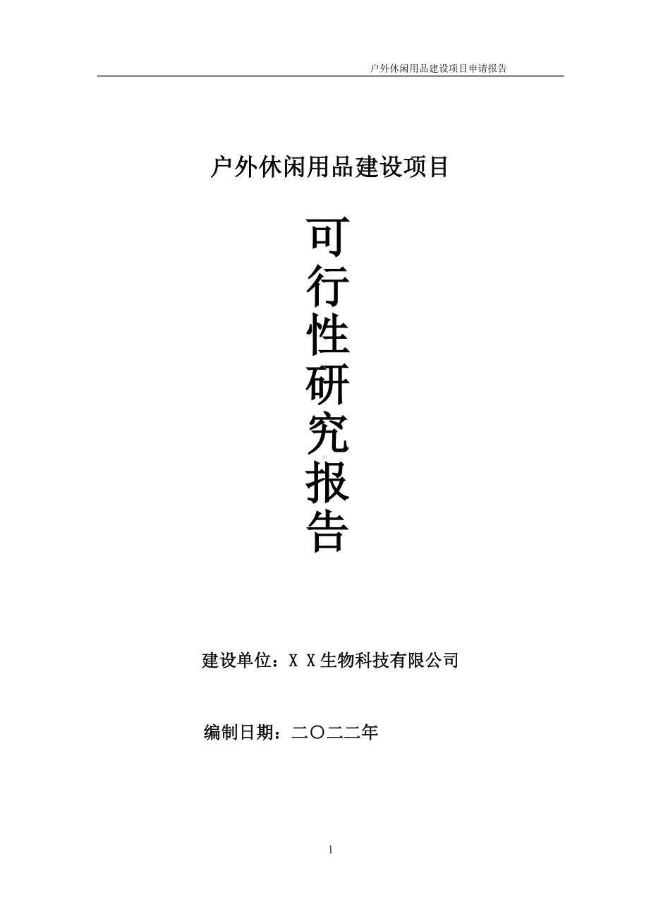 户外休闲用品项目可行性研究报告备案申请模板.doc_第1页