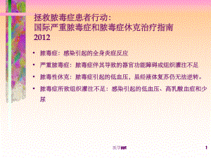 拯救脓毒症患者行动：国际严重脓毒症和脓毒性休克治疗指南课件.ppt