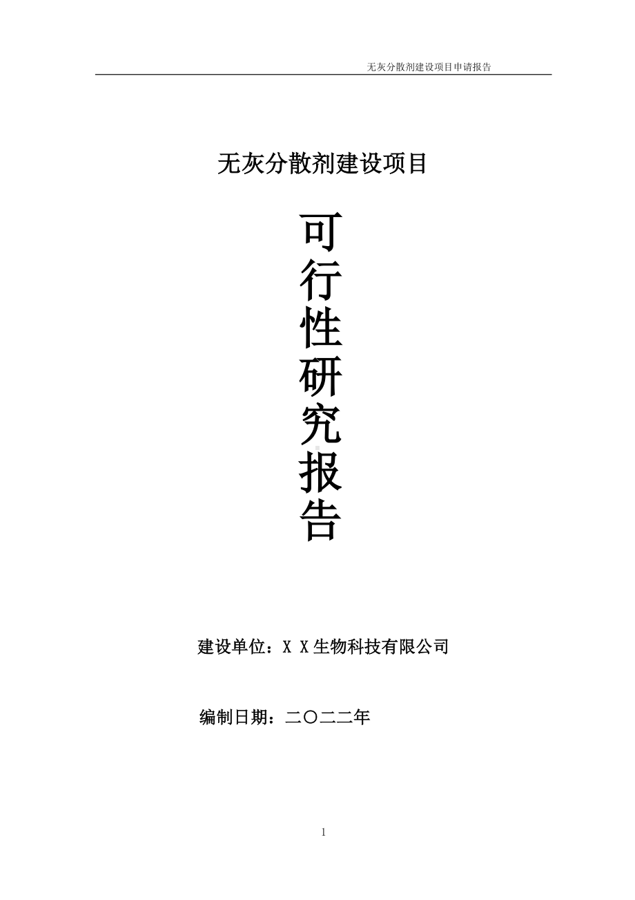 无灰分散剂项目可行性研究报告备案申请模板.doc_第1页