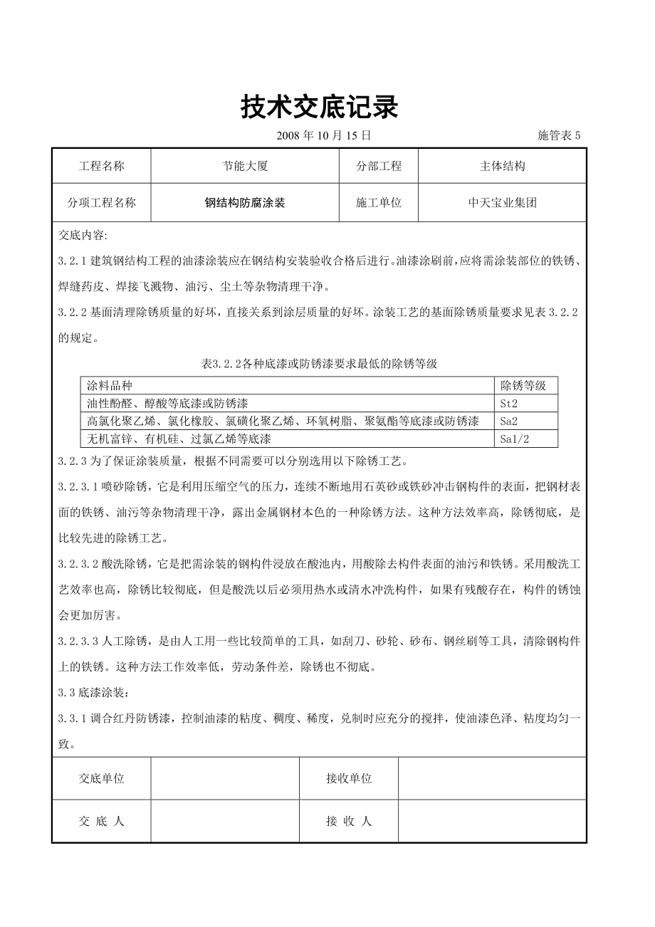 钢结构防腐涂装交底记录参考模板范本.doc_第2页