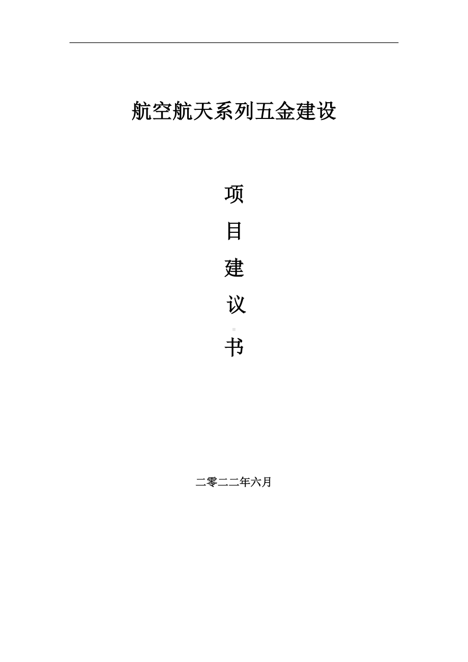 航空航天系列五金项目建议书（写作模板）.doc_第1页