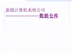 新圆计算机系统公司-数据仓库课件.ppt