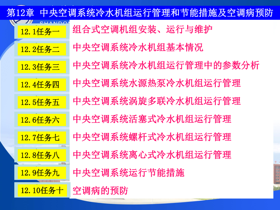 第12章-中央空调系统冷水机组运行管理和节能措施及空调病预防课件.ppt_第1页