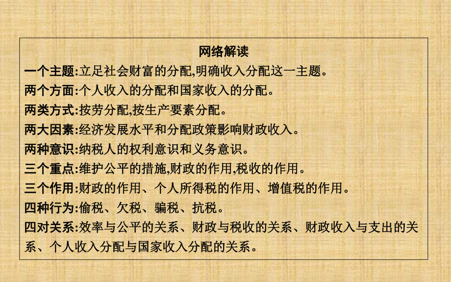 高考政治第一轮复习第三单元收入与分配单元总结名师课件新人教版必修.ppt_第3页