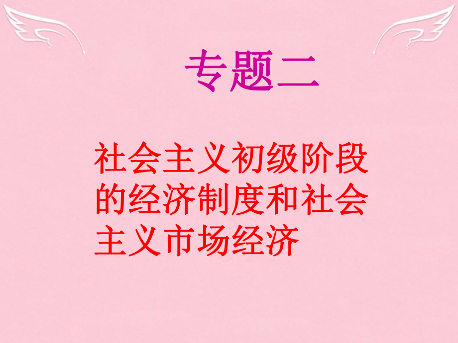 高中政治第二轮复习课件专题二社会主义初级阶段的经济制度和社会主义市场经济.ppt_第1页