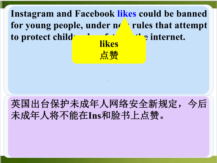 高考英语阅读作文新闻素材课件：未满18岁不能在社交媒体点赞.pptx_第2页