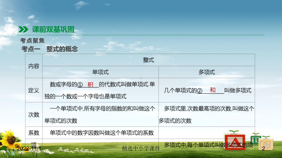 精选-中考数学专题复习第一单元数与式第02课时整式及因式分解课件.ppt_第2页