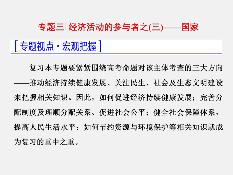 高考政治-二轮复习-模块-三-经济活动的参与者-国家课件.ppt_第1页