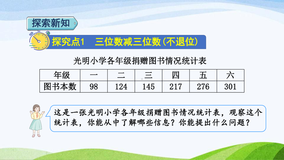 2023人教版数学三年级上册《第3课时三位数减三位数(不退位和连续退位)（授课课件）》.pptx_第3页