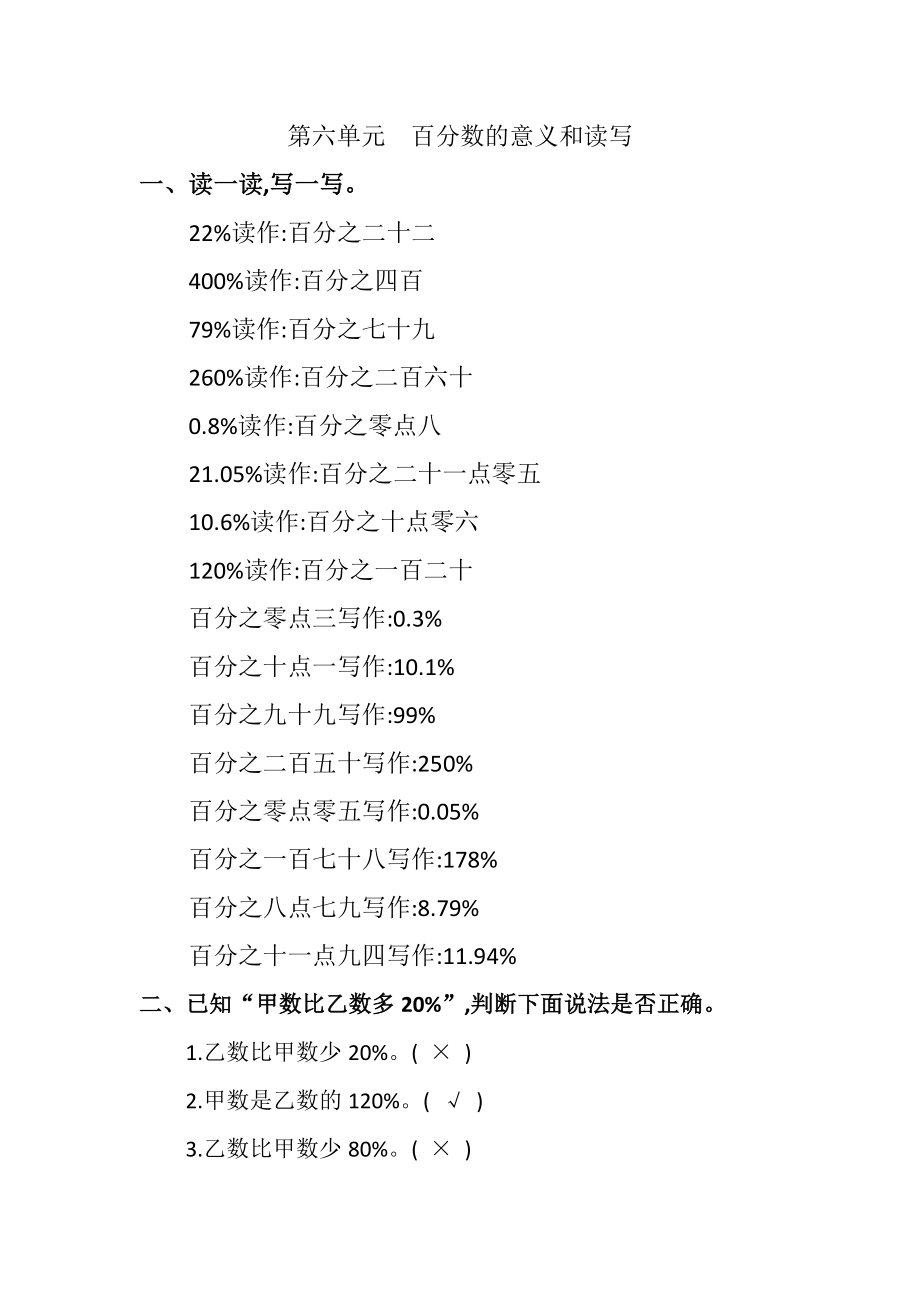 小学苏教版六年级下册数学《百分数的意义与读写》公开课定稿教案+课件+作业设计.zip