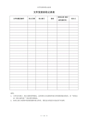 文件发放回收记录表参考模板范本.doc