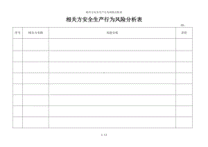 相关方安全生产行为风险分析表参考模板范本.doc