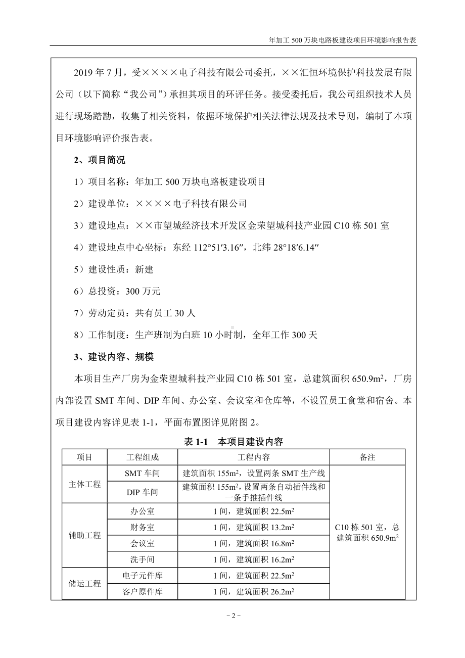 年加工500万块电路板建设项目环境影响报告表参考模板范本.doc_第2页